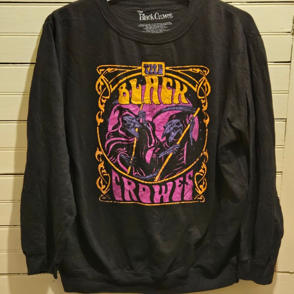 The Black Crowes Sweatshirt Mens 1X Black Graphic Crewneck Long Sleeve Band Tee